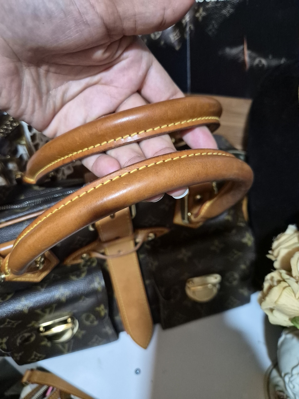 Louis Vuitton Brown Monogram Canvas Satchel with Vachetta Leather Trim - Picture 4 of 10